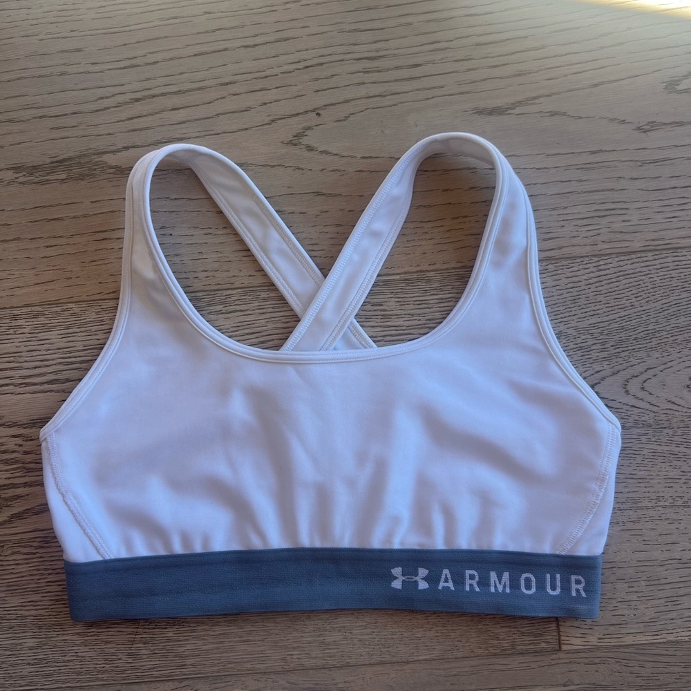 Under Armour White and Gray Athletic Bra